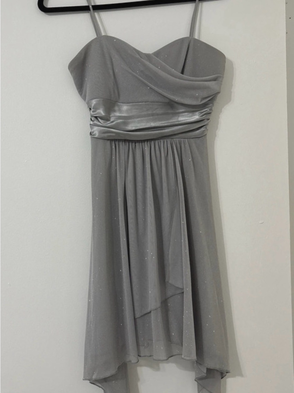 Speechless Silver Gray High-Low Spaghetti-Strap Dress